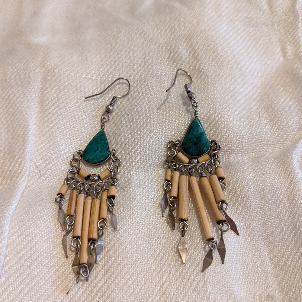 Matching tribal anklet with earrings.